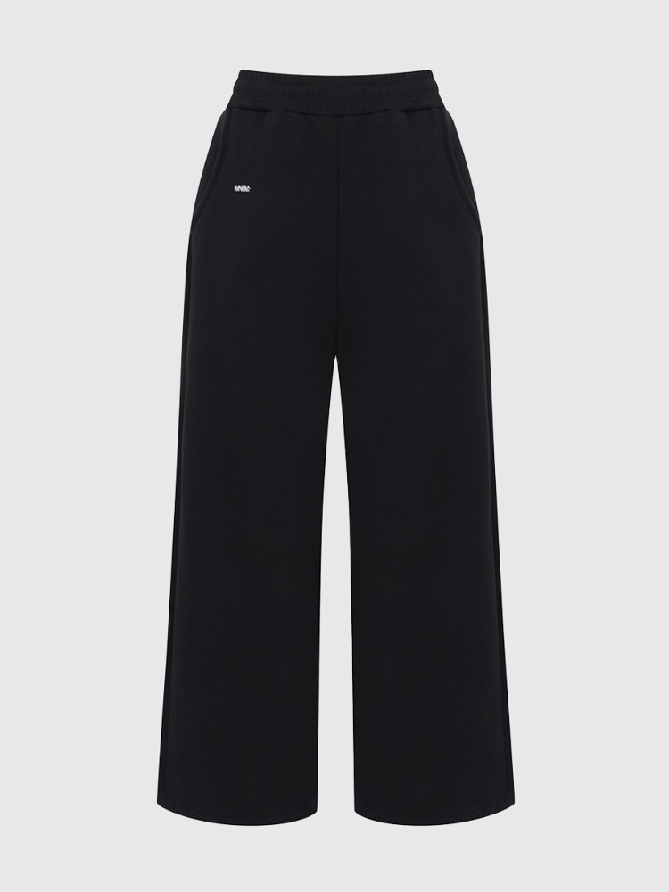 [mnem] pintuck logo jogger pants (black)