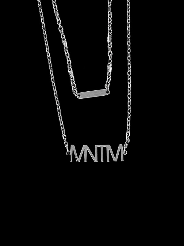 [mnem] logo double chain necklace