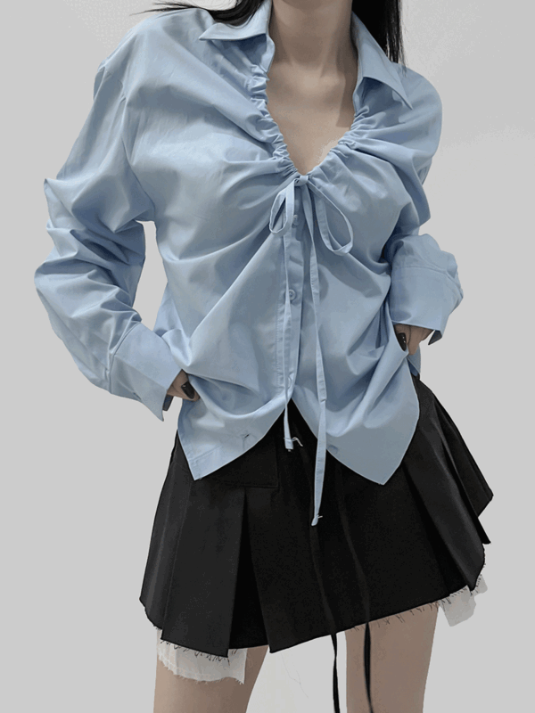 릴르 셔링 스트랩 셔츠 (2color)