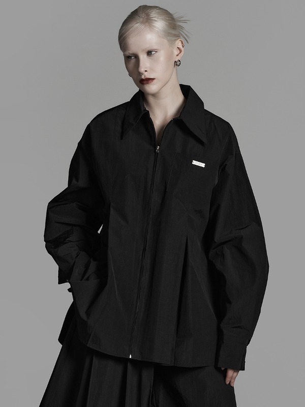 [mnem] nylon set-up shirt jacket (black)